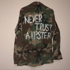 Army jacket “Never Trust A Hipster”